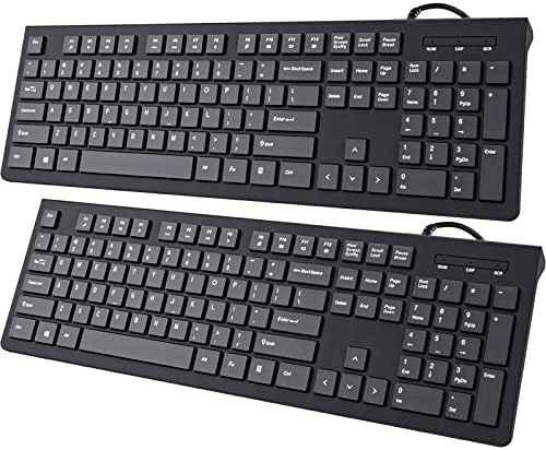 Upgrade Your Typing Experience with the Spill-Resistant USB Wired Keyboard – Low Profile Chiclet Keys, Large Number Pad, and Ergonomic Design for Enhanced Comfort and Speed – Perfect for Professionals and Home Users (Black)