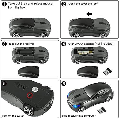 Sleek Yellow Wireless Car Mouse – Cool Sports Car Design for Enhanced Precision with 1600 DPI Optical Technology | Lightweight & Portable USB Receiver Mouse for Laptops, PCs, and Travel | Perfect Gift for Tech Lovers and Professionals