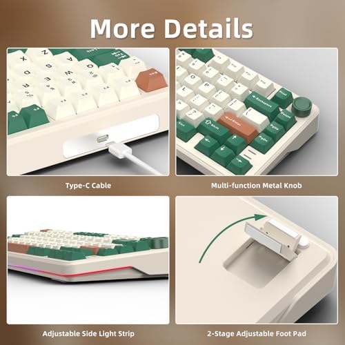 Elevate Your Gaming and Typing with the 75% Wired Hot Swappable Mechanical Keyboard – Customizable RGB Backlighting, Ergonomic Design, and Metal Volume Knob for Ultimate Control (Peach Linear Switch) – Perfect for Gamers and Professionals Alike!