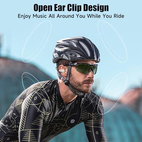 Elevate Your Fitness Journey with aigo Wireless Open Ear Earbuds – Ultra-Lightweight Bluetooth Clip-On Headphones for Active Lifestyles, Enhanced Situational Awareness, Built-In Mic for Hands-Free Calls, and Convenient Wireless Charging in Chic Off White Design – Perfect for Runners, Gym Enthusiasts, and Outdoor Workouts