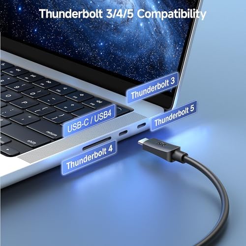 High-Speed 20 Gbps USB C to USB C Monitor Cable – 6 ft, Supports 8 K@30 Hz & 4 K@120 Hz Video, 240 W Power Delivery, Ideal for Gaming & Professional Use, Compatible with Thunderbolt 4, Car Play, Android Auto – Ultimate Connectivity Solution for Enhanced Performance