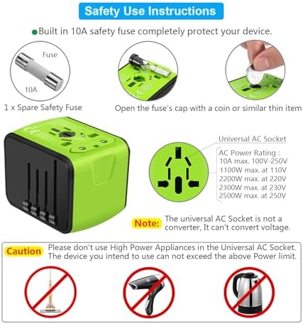 Advanced 7-in-1 Universal Travel Adapter with 35 W PD Fast Charging – Sleek Black & Silver Design for Worldwide Use, Featuring 4 USB-C and 2 USB-A Ports for Effortless Connectivity Across the US, UK, Europe, and Australia – Unmatched Compatibility and Speed for Every Adventure