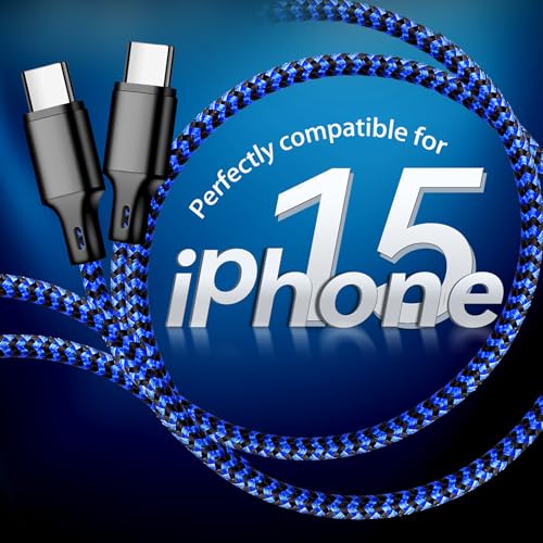 High-Speed 10 FT USB C to USB C Charger Cable – Durable Nylon Braided 3-Pack for Rapid 60 W Charging – Compatible with i Phone 15/16, i Pad Pro, Mac Book, Samsung & Google Devices – Sleek Black Design for Ultimate Flexibility and Reliability