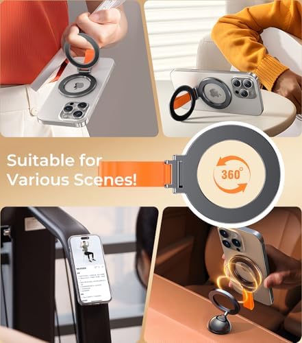 Chic Glitter Magnetic Phone Ring Holder for Mag Safe – Stylish Finger Grip Stand for i Phone, Kindle & Smartphones, Enhanced Stability with Versatile Compatibility for Pop Sockets – Elevate Your Daily Mobile Experience with Glamour and Functionality