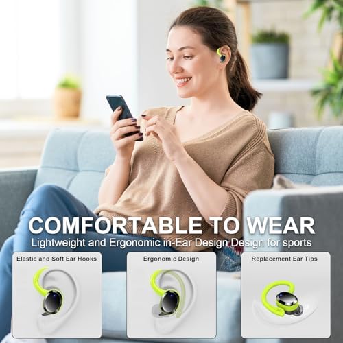 Premium Bluetooth 5.3 Wireless Earbuds – IP7 Waterproof Sport Headphones with 48-Hour Battery Life, Noise-Cancelling Mic, and 3 D Hi-Fi Stereo for Ultimate Workout Performance – Perfect for Running and Gym Enthusiasts