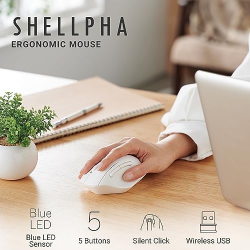 Elevate Your Productivity with the ELECOM Wireless Ergonomic Mouse – Silent Click, 2000 DPI Precision, 20-Month Battery Life, and Stylish White Design for PCs, Macs, and Laptops – Perfect for Home or Office Use