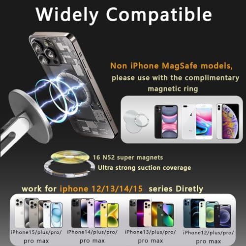Magnetic Phone Stand for Desk, Heightened Adjustable Foldable, Compatible with iPhone 16/15/14/13/12 All Series/Mag-Safe Case (Silver) – Enhanced Compatibility and Speed