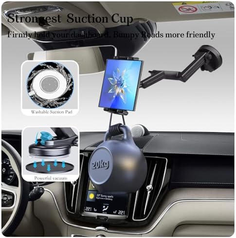 Universal Tablet Mount for Trucks & Cars – 16.9-Inch Adjustable Long Arm Suction Cup Holder | Secure Dashboard & Windshield Solution for i Pads & Tablets | Enhanced Stability for Safe Navigation & Hands-Free Operation