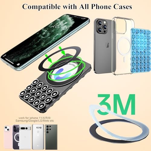 MGLK Silicone Suction Phone Case Magnetic Mount – Hands-Free, Strong Grip Holder for Selfies and Videos – Durable, Easy to Use – iPhone and Android Compatible for iPhone 15/14/13 Pro Max (Pink) – Enhanced Compatibility and Speed