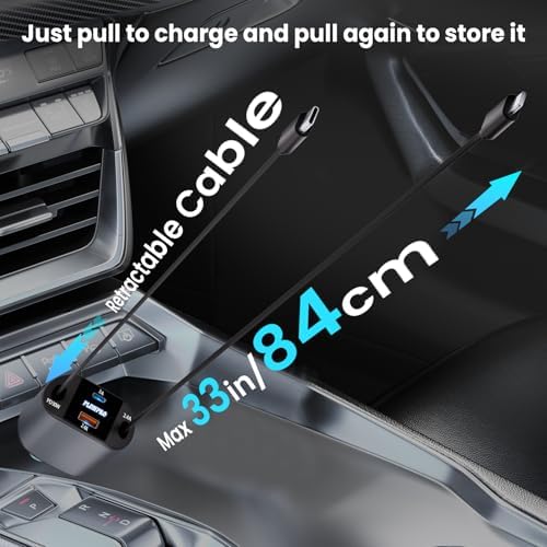 Experience Ultimate Power on the Road: PLDHPRO 80 W Retractable Car Charger – 4-in-1 Fast Charging Adapter with Dual Type-C Cables for i Phone 16, i Pad, and Samsung – Essential Vehicle Accessory for Efficient Charging and Easy Storage – Perfect Gift for Tech Enthusiasts and Travelers