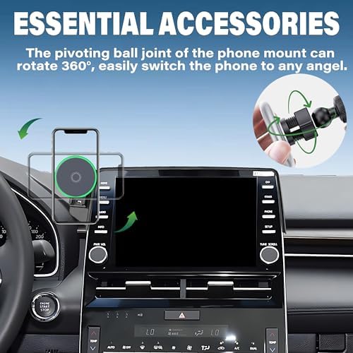 Toyota Avalon 2019-2022 Premium Car Phone Mount with 15 W Fast Wireless Charger – 360-Degree Adjustable Holder for 9-Inch Screens | Hands-Free Secure Design for Optimal Driving Experience and Seamless Connectivity