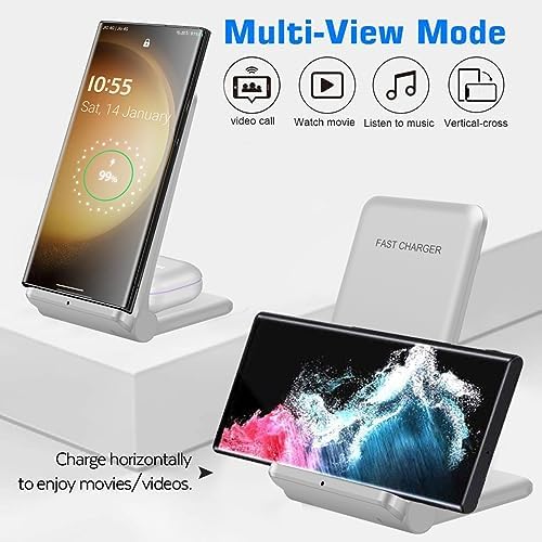 Innovative Dual Device Wireless Charging Stand – 20 W Fast Charge for i Phone 16/16 Pro/15/14/13/12/X & Air Pods, Portable Foldable Induction Station for Samsung, Pixel, LG, Xperia – Hassle-Free Plugless Design for Effortless On-the-Go Power Management