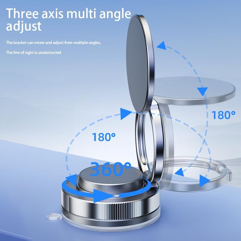 Revolutionary Mag Safe-Compatible Magnetic Vacuum Car Phone Holder – 360° Rotation for Ultimate Viewing Flexibility – Sturdy Suction Mount for Safe Hands-Free Driving and Easy Smartphone Access – Essential Auto Accessory for Modern Commuters