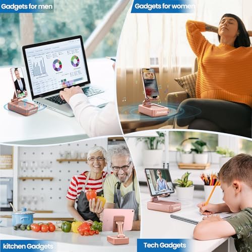 Transform Your Multimedia Experience with the JTEMAN Adjustable Tablet Stand Featuring Bluetooth Speakers – Versatile Kitchen Gadget and Perfect Gift for Him or Her – Wireless Charging Station for Phones and Tablets, Enhanced Compatibility for All Devices
