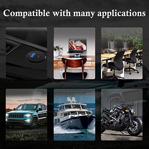BATIGE Type C USB 3.0 Flush Mount Extension Cable – 3 ft Alloy Shell Car, Truck & Motorcycle Dashboard USB Port with LED Indicator for Enhanced Durability and Seamless Connectivity