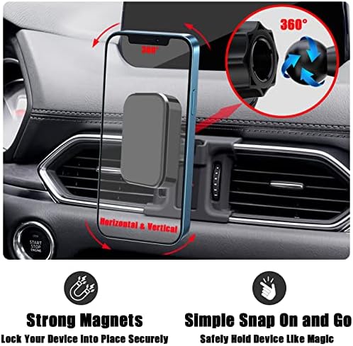 Magnetic Car Phone Holder for Mazda CX5 (2017-2024) – Ultimate Magsafe Compatible Mount for i Phone 15, 14, 13, 12 Series & All Phones – Optimal Viewing & Enhanced Stability for Safe Navigation