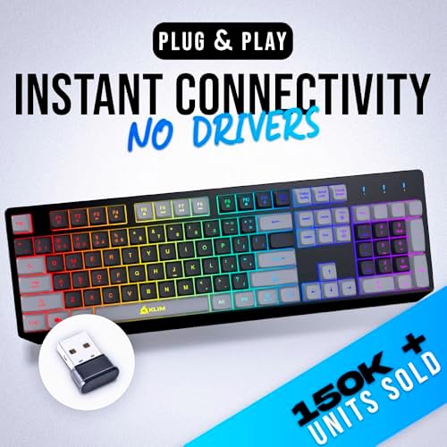 KLIM Chroma RGB Wireless Gaming Keyboard – Ultimate Performance with Long-Lasting Rechargeable Battery, Quick Typing & Water-Resistant Design for PC, PS5, PS4 & Mac – Elevate Your Gameplay with Stunning Backlighting & Enhanced Compatibility