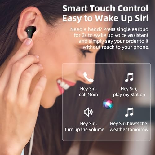 Premium Bluetooth 5.3 Wireless Earbuds for i Phone 16 & Galaxy S25 – Unmatched Noise-Canceling In-Ear Headphones with Deep Bass – Built-In Microphone for Seamless Calls – Sweatproof, Lightweight Design for Ultimate Comfort – Quick Charge Technology for Endless Audio Enjoyment