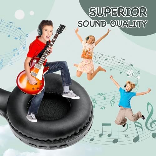 Advanced Bluetooth 5.3 Over-Ear Kids Headphones – Foldable Wireless Design with HD Sound, Built-In Microphone, and Safe Volume Control for Music, Gaming, and Movies – Universal Compatibility with Smartphones & Tablets (Black)