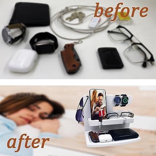 Gifts for Men Women Dad Husband Boyfriend Wood Phone Docking Station Nightstand Organizer for Men Birthday Gifts (Dark Brown) – Enhanced Compatibility and Speed