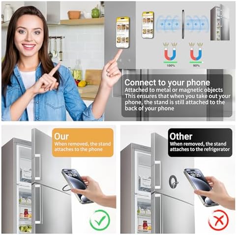 OPSO Mag Safe-Compatible Magnetic Phone Ring Holder – 360° Rotating Grip with Adjustable Kickstand for i Phone 16/15/14/13/12/Pro/Max & Universal Smartphones – Ergonomic Design for Enhanced Stability, Style, and Hands-Free Convenience