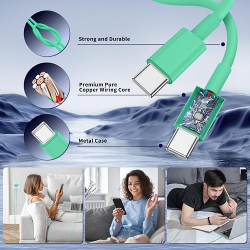 Ultimate Fast Charging Solution for i Phone 16/15 Pro Max – 45 W Dual Port USB-C Charger Block (2-Pack) with Extra Long 60 W Cables – PD Quick Adapter 3.0 for Enhanced Device Compatibility and Speed – Perfect for Home or On-the-Go Charging