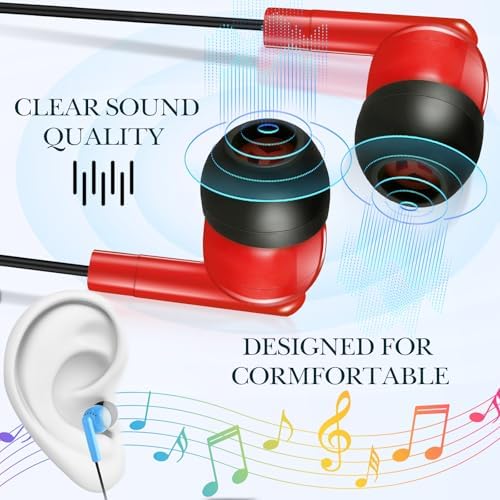 Kanayu 100 Pack Classroom-Ready Wired Earbuds – High-Quality 3.5 mm Jack Earphones for Enhanced Student Learning, Individually Packaged for Quick Distribution, Lightweight Comfort for Focused Educational Experiences