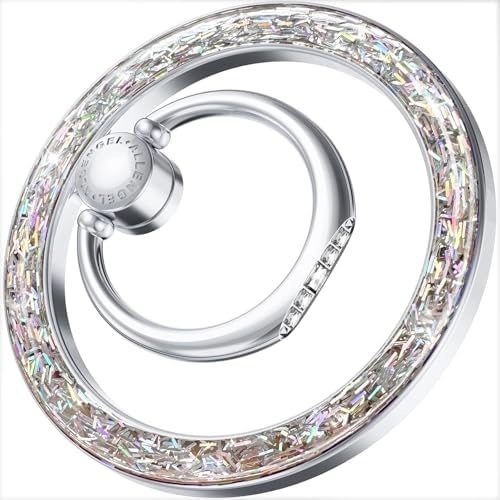 Allengel Bling Silver Magnetic Phone Grip – Stylish Mag Safe-Compatible Ring Holder & Kickstand for i Phone and Smartphones – 360-Degree Rotation, Secure Grip, and Elegant Design for Effortless Hands-Free Experience