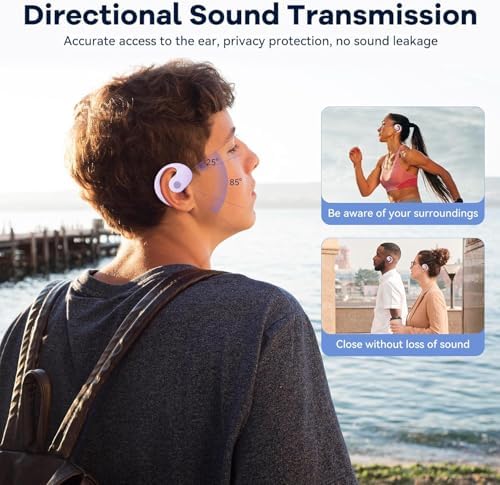 Revolutionary Wireless Bone Conduction Headphones – Stylish Purple Bluetooth 5.4 Open Ear Earbuds for Ultimate Comfort and Safety – Perfect for Active Lifestyles, Commuting, and Outdoor Adventures – Ergonomically Designed for All-Day Wear with Seamless Device Connectivity and Awareness of Surroundings
