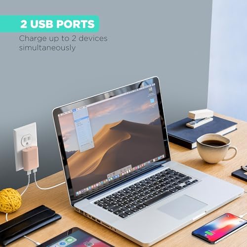 i Home 2-Port USB Wall Charger – Compact Dual Port AC Adapter for Rapid Device Charging – Flat Design for Travel & Home Use – Enhanced Compatibility with Smartphones & Tablets – Safe, High-Speed Charging Solution