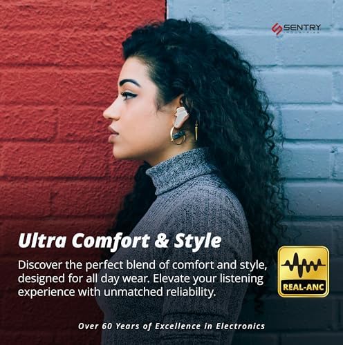 SENTRY OSE Wireless Stem Earbuds – Elevate Your Audio Experience with -20 d B Active Noise Cancellation, 10-Hour Playtime, and Touch Controls – Ideal for Commuters, Audiophiles, and On-the-Go Listening with Portable USB-C Charging Case and Built-In Microphone