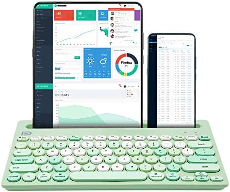 Elevate Your Typing Game with the HUO JI Wireless Multi-Device Keyboard – Effortlessly Connect to i Pad, PC, Tablet, and More! Dual-Mode Bluetooth & 2.4 G Functionality for Seamless Switching, Ergonomic Design, and Stylish Green Finish – Perfect for i OS, Android, and Windows Users!