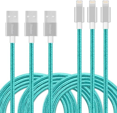 Ultra-Durable 10 Ft Lightning Cable 3-Pack – MFi Certified Nylon Braided USB Charger for i Phone 13, 12, 11, XS, XR, 8, 7, 6, SE, and i Pad Pro/Air/Mini – Fast Charging & Data Sync Cord in Vibrant Blue for Maximum Flexibility and Reliability