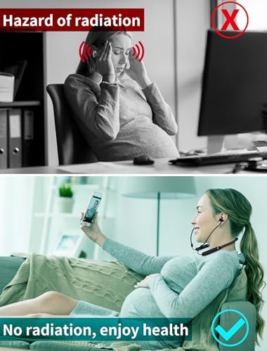Health-Conscious EMF-Free Air Tube Headphones – Premium Sound Quality with 12-Hour Battery Life, Ergonomic Design for Comfort, Integrated Volume Control, and Built-in Microphone – Perfect for Work, Exercise, Sleep, and Virtual Meetings – Ideal Choice for Audiophiles Prioritizing Safety and Performance