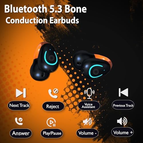 Open Ear Bone Conduction Bluetooth Headphones – Waterproof Sports Earphones with Secure Earhooks, Integrated Hands-Free Microphone, and Wireless Charging Case for Active Lifestyles and Enhanced Safety Awareness