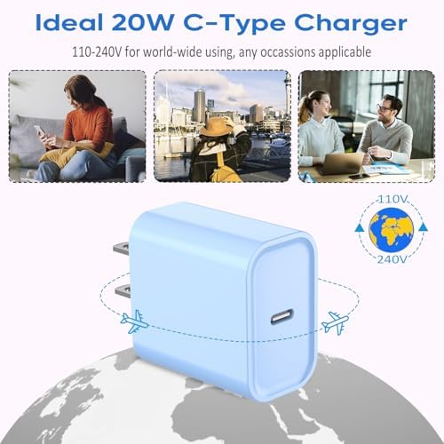 Ultra-Fast 20 W USB-C Wall Charger Block for i Phone 16/15 – 3-Pack Super Charging Adapter for i Phone, i Pad & Air Pods – Compact PD Type C Power Delivery Solution with Enhanced Compatibility & Safety Features