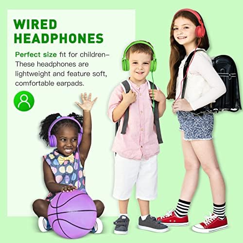 Rockpapa 950 Kids Wired Headphones – Vibrant Black and Green On-Ear Style with Built-in Microphone for Enhanced Online Learning, Foldable for Ultimate Portability, Compatible with Laptops, Tablets, and Chromebooks for Seamless Classroom Engagement and Daily Use