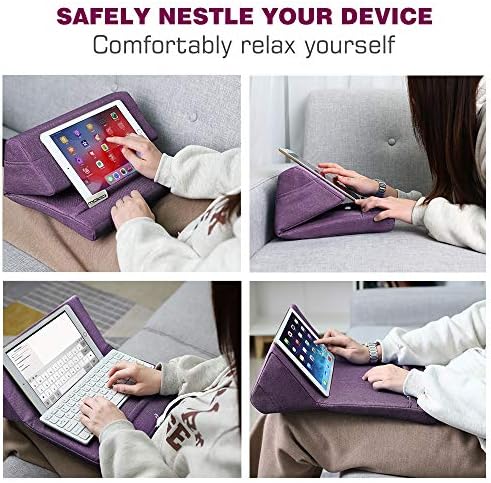 Mo Ko Tablet Pillow Stand – Premium Soft Support for Tablets Up to 11 Inches, Ideal for i Pad 10.2″ (8 th Gen), i Pad Air 4/3, i Pad Pro 11/10.5/9.7, Mini 5/4, Galaxy Tab S6/S7 11″ – Luxurious Hands-Free Viewing Solution in Chic Purple for Ultimate Relaxation and Versatile Use