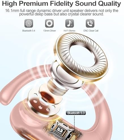 MOZOTER Wireless Sport Earbuds: Stylish Bluetooth Headphones with Enhanced Deep Bass, Secure Earhooks for Active Comfort, and Unmatched 60-Hour Battery Life – Ideal for Fitness, Meetings, and Everyday Use