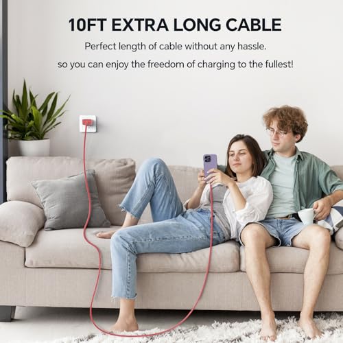 MFi Certified 20 W Fast Charger Bundle for i Phone 14, 13, 12, 11 – 3 Pack USB-C Charger Blocks with 3 FT, 6 FT, & 10 FT Lightning Cables – Ultimate Compatibility & Rapid Charging Solution for i Phone Models Including Pro, Pro Max, Xs, Xr – Portable & Durable Design for Home, Office, & Travel
