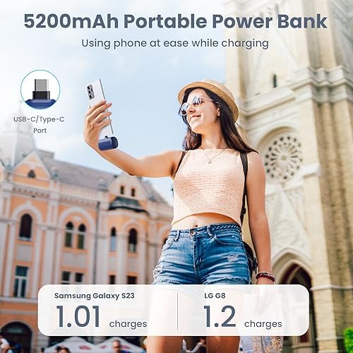 Ultra-Compact 5200 m Ah USB C Power Bank – Fast Charging Mini Portable Charger for i Phone 16/16 Plus/15/15 Plus/15 Pro Max, Galaxy S25/S24, i Pad, and Android Devices – Essential Power Solution for On-the-Go Charging