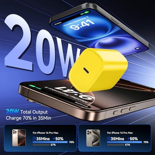 Unlock Rapid Charging Efficiency with the 20 W USB-C Power Adapter and 10 ft Cable – Ideal for i Phone 16, 15 Pro, and Galaxy S24 for Ultimate Portability and Convenience