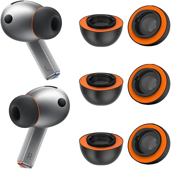 Elevate Your Sound: Premium Memory Foam Ear Tips for Samsung Galaxy Buds3 Pro – Unmatched Comfort & Advanced Noise Isolation with Silicone Shield Design (Medium, Bold Orange) – Essential Accessory for Superior Audio Clarity and Secure Fit