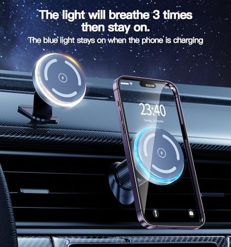 Effortless 15 W Mag Safe Wireless Car Charger with Auto-Clamping Mount for i Phone 15/14/13/12 Pro Max Plus – Fast Charging Solution for Enhanced Driving Convenience and Style