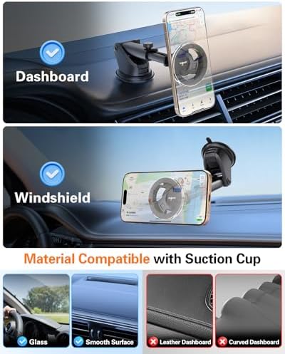VOLPORT Mag Safe Car Mount: Premium Magnetic Phone Holder for Dashboard & Air Vent – 360-Degree Pivot for i Phone 16/15/14/13/12 Pro Max Plus & Samsung S24 Ultra – Enhanced Stability & Fast Charging Compatibility – Ultimate Automotive Solution for Effortless Hands-Free Navigation