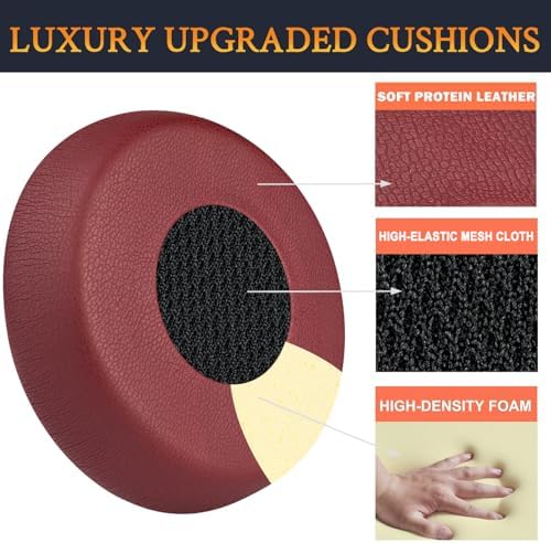 Upgrade Your Jabra Evolve 75 Experience with SOULWIT Replacement Earpads – Luxurious Soft Protein Leather and High-Density Noise Isolation Foam in Elegant Burgundy – Engineered for Maximum Comfort and Superior Sound Clarity