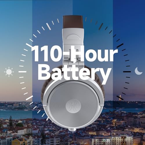 One Odio Studio Pro C Silver Over-Ear Bluetooth Headphones: Immerse Yourself in 110 Hours of Uninterrupted Wireless Audio with High-Performance 50 mm Neodymium Drivers for Rich Deep Bass and Crystal-Clear Sound; Effortlessly Portable Foldable Design Ideal for Travelers, Seamless Compatibility Across PCs, Phones, and Tablets for Ultimate Versatile Listening Experience