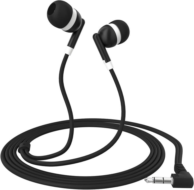 Maeline 20-Pack Tangle-Free Stereo Earbuds – Premium Wired Headphones for K-12 Classrooms, Libraries, Travel, and Fitness – High-Fidelity 3.5 mm Compatibility for Phones, Tablets, and Laptops – Sleek Jet Black Design for Ultimate Convenience and Storage Efficiency