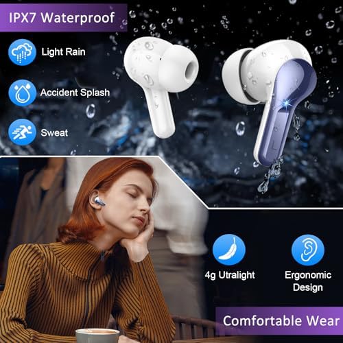 Next-Gen Bluetooth 5.4 Wireless Earbuds – Experience Superior Hi-Fi Sound with Advanced Noise Cancellation, 40-Hour Battery Life, Dual LED Charging Case, and IP7 Waterproof Design – Perfect for Active Lifestyles on Android & i OS Devices