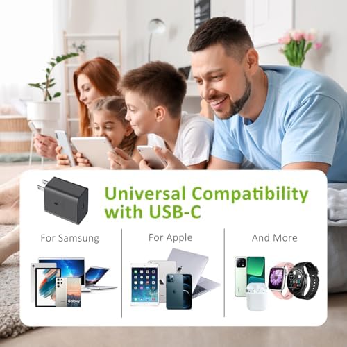 High-Efficiency 45 W USB-C Power Adapter with Dual 6.6 ft Cables – Ultimate Fast Charger for i Phone 16/15, i Pad, and Galaxy S24 Ultra – Compact, Portable Solution for Rapid Device Charging with Safety Features